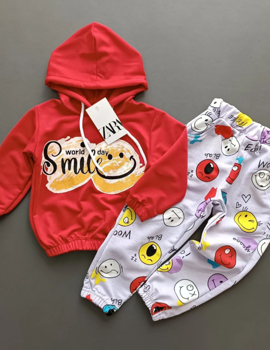 Emoji Baskılı %100 Pamuk 2 İplik Şardonsuz Altı Üst Takımı-1 Emoji Baskılı %100 Pamuk 2 İplik Şardonsuz Altı Üst Takımı-1